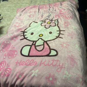 Hello Kitty Pink and White Plush Throw